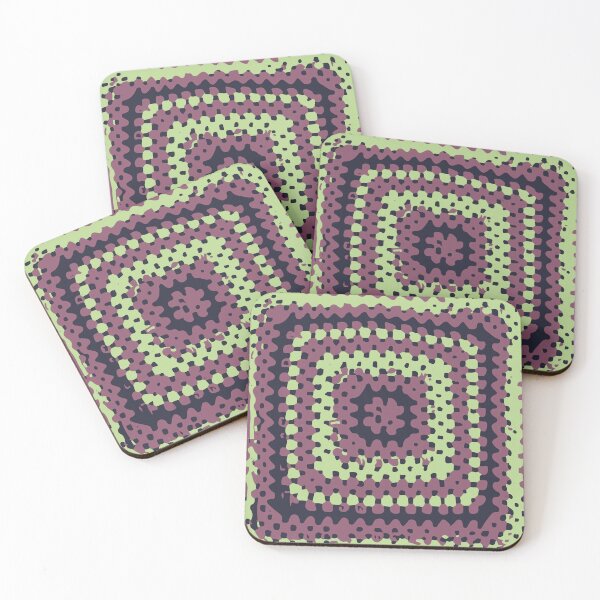 Item preview, Square Quadrados de Crochê quadrado da vovó. Roxo e Verde, pintura designed and sold by GirlaineSQ.