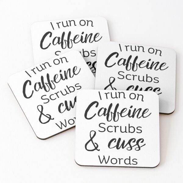 Item preview, I run on caffeine scrubs & cuss words  designed and sold by Adorable Designs.