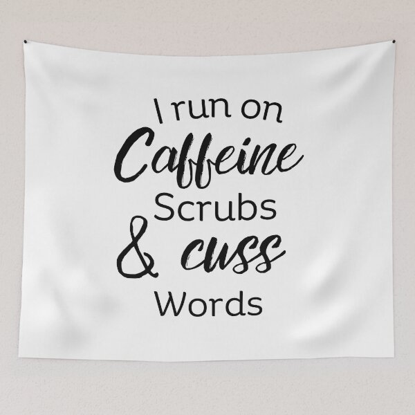 Item preview, I run on caffeine scrubs & cuss words  designed and sold by Adorable Designs.