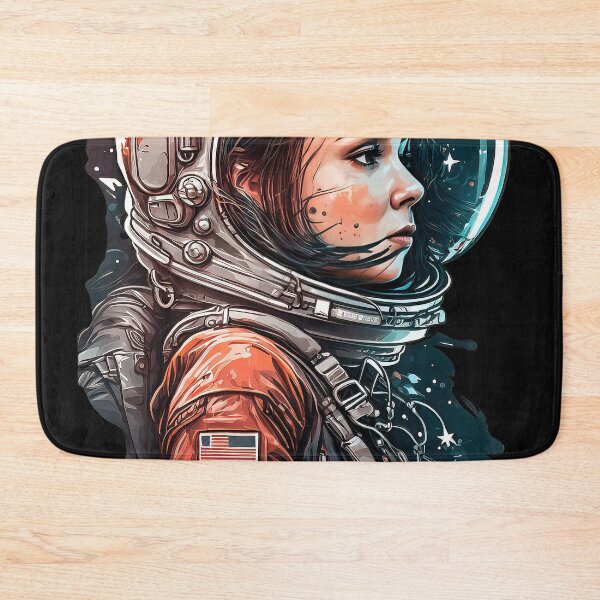 Item preview, Female Astronaut in Orange Suit: Cosmic Exploration designed and sold by BeUniqueCo.