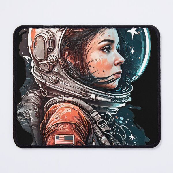 Item preview, Female Astronaut in Orange Suit: Cosmic Exploration designed and sold by BeUniqueCo.