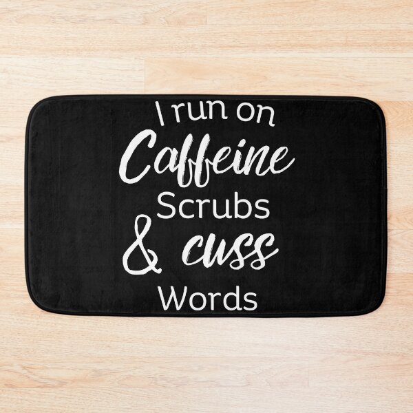 Item preview, I run on caffeine scrubs & cuss words  designed and sold by Adorable Designs.
