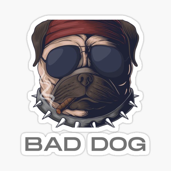 Pug with sunglasses and cigar - Dog - Sticker