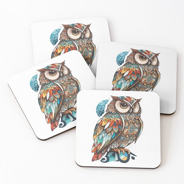 Item preview, Boho Colorful Owl Art designed and sold by ecoladesign.