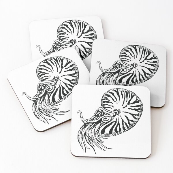 Item preview, Nautilus block print designed and sold by graphiteme.