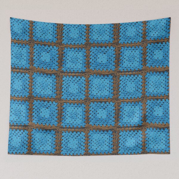 Item preview, Square Quadrados de Crochê quadrado da vovó. azul e marrom designed and sold by GirlaineSQ.