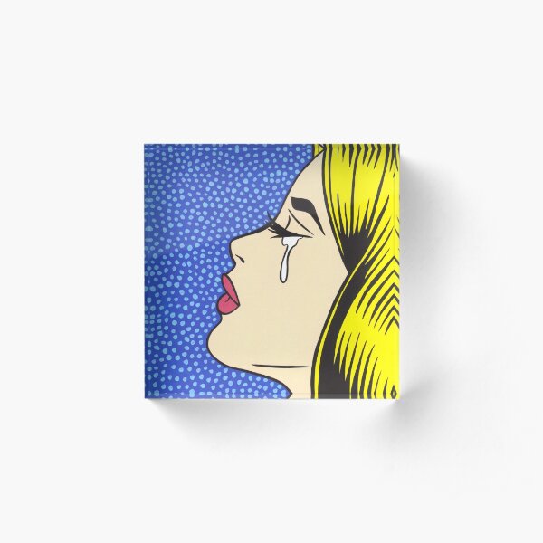 Blonde Crying Comic Girl Acrylic Block