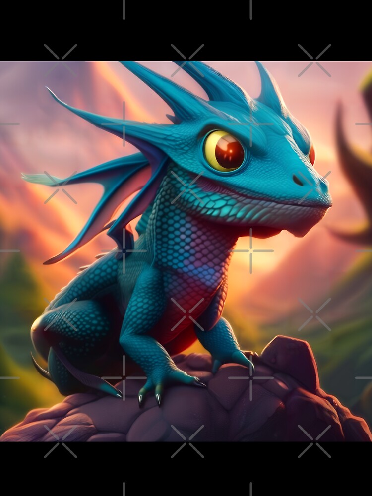 Thumbnail 7 of 7, Oversized T-Shirt, Baby Cyan Dragon on a Rock designed and sold by dragynrain.