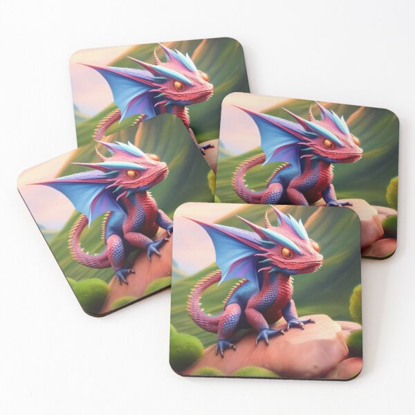 Item preview, Baby Pink and Purple Dragon on a Rock designed and sold by dragynrain.