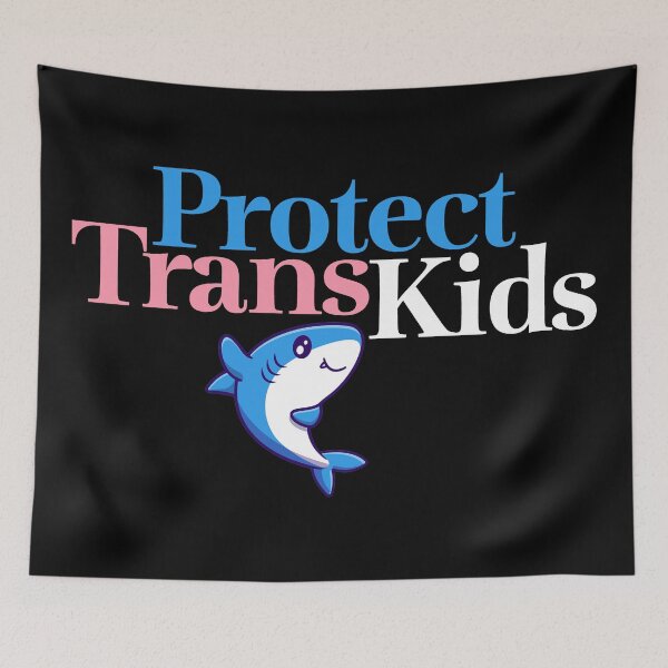 Item preview, Protect Trans Kids - Blahaj 1.0 designed and sold by Thelittlelord.