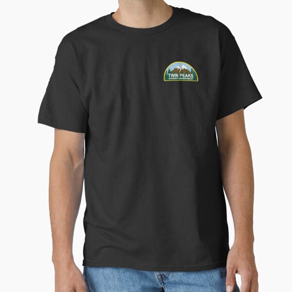 Vista previa del artículo con la obra «Logotipo de bolsillo de color de montaña y bosque del Departamento del Sheriff de Twin Peaks», diseñado y vendido por FifthSun.