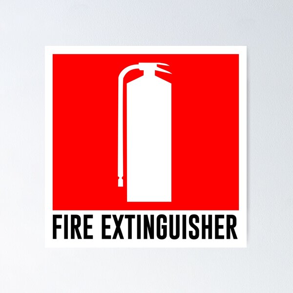 Item preview, Square Fire Extinguisher Sign Red with Black Text designed and sold by Ching Teoh.