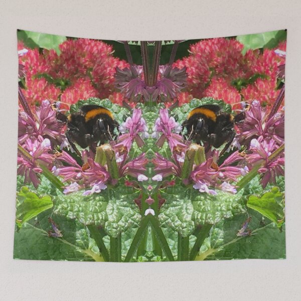 Item preview, Autumn Bumblebees Soar over Showy Stonecrop designed and sold by RoseAromas.