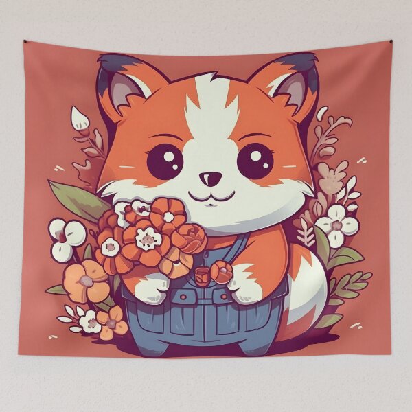 Item preview, Cute Red Panda Holding Flowers designed and sold by WildheartArtCo.