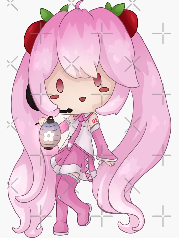 Chibi Sakura Miku Cherry Sticker for Sale by Megku