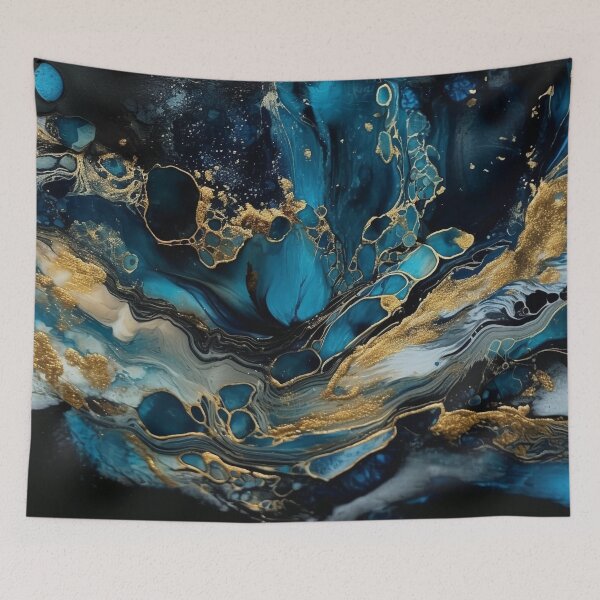 Item preview, Abstract in Black, Blue, Gold designed and sold by SK Art + Design.