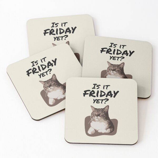 Item preview, Is it friday yet? funny text design with bored cat for office people, working people designed and sold by wondertree.