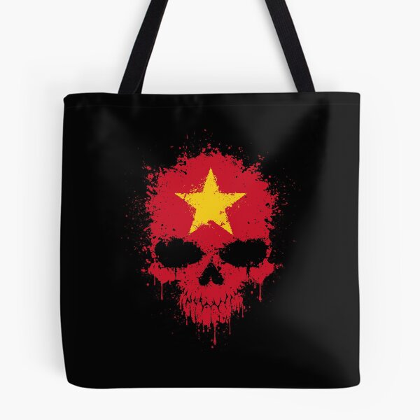 Item preview, Chaotic Vietnamese Flag Splatter Skull designed and sold by JeffBartels.