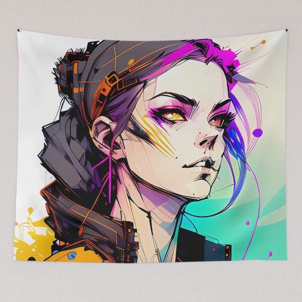 Item preview, Gritty and Cool - A Cyberpunk Illustration of a Girl in a Gray Jacket and Bandana designed and sold by GalihDA.