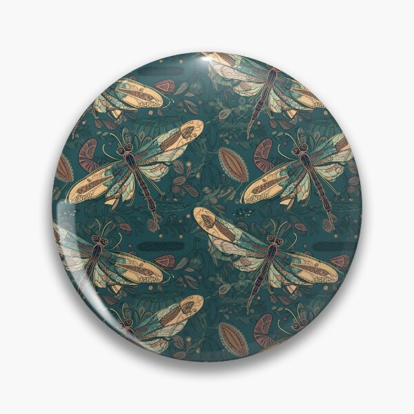 Item preview, Boho Dragonflies, Green Floral Print designed and sold by Richard Montag.