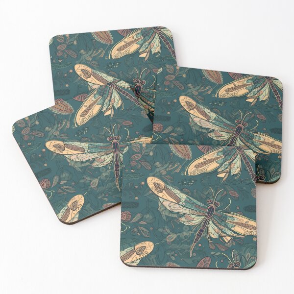 Item preview, Boho Dragonflies, Green Floral Print designed and sold by Richard Montag.