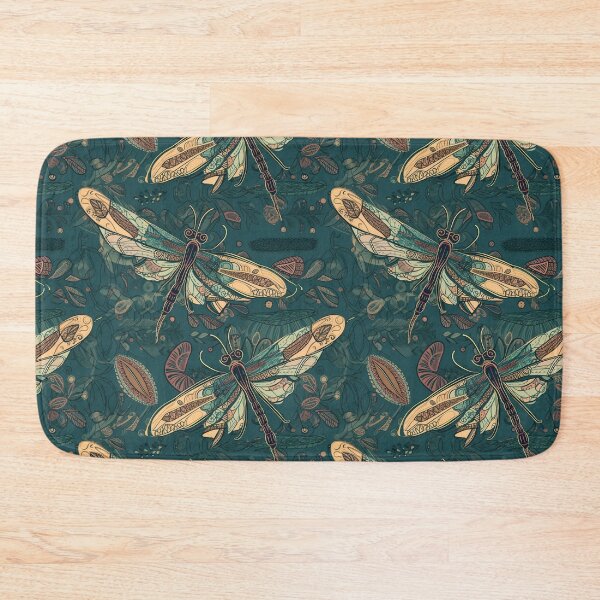 Item preview, Boho Dragonflies, Green Floral Print designed and sold by Richard Montag.