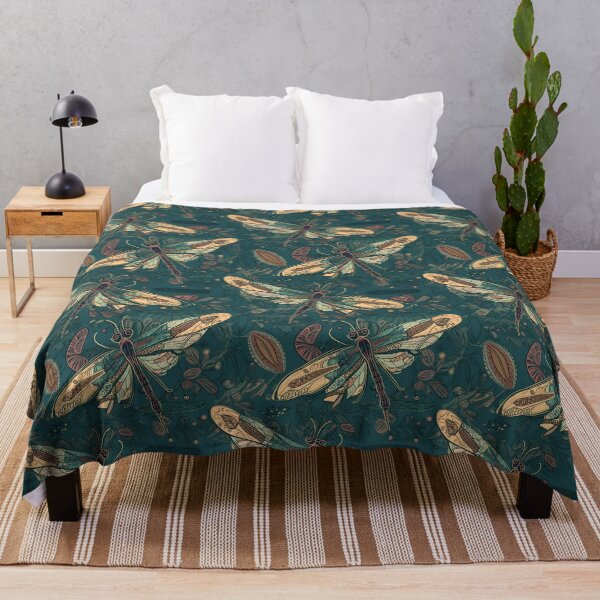 Item preview, Boho Dragonflies, Green Floral Print designed and sold by Richard Montag.