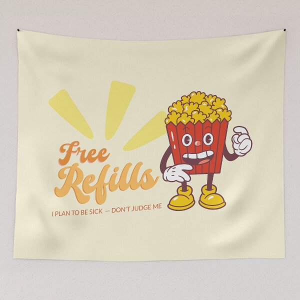 Item preview, Retro Popcorn - Free Refills designed and sold by Birdbrook Academy.