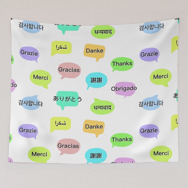 Item preview, “Thanks” in 11 languages ​​for language lover, travelers & shop owner designed and sold by LiberaCaballo.