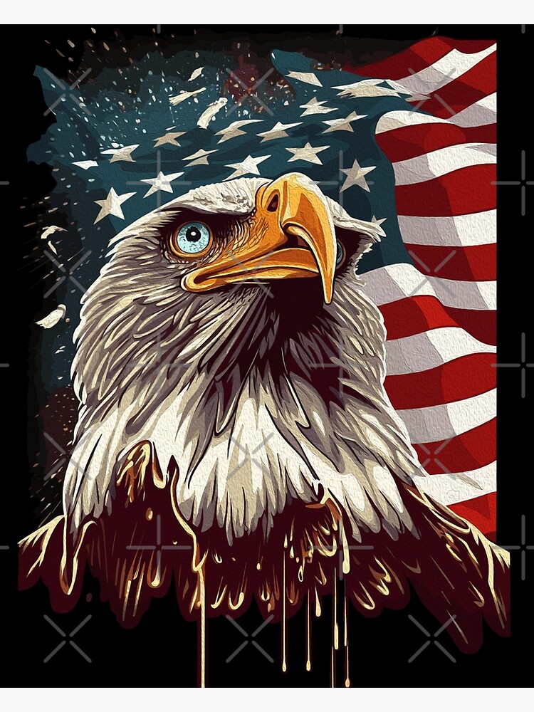 Bald Eagle Over USA Flag American Patriot Pride Freedom Iron On