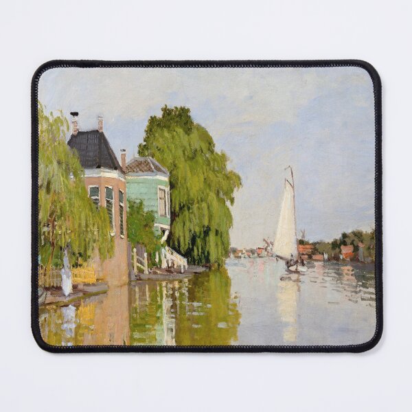 Item preview, Houses on the Achterzaan by Claude Monet- Monet famous paintings-Monet river painting designed and sold by Tamas Das.