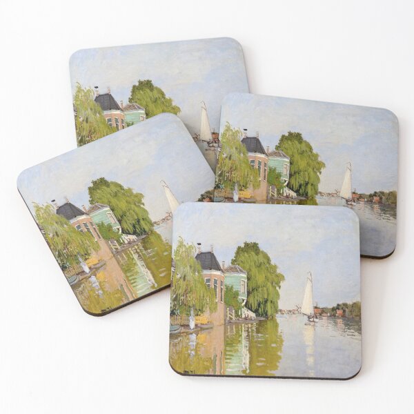 Item preview, Houses on the Achterzaan  by Claude Monet- Monet famous paintings-Monet river painting designed and sold by Tamas Das.