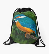 Common Blue Kingfisher Drawstring Bag