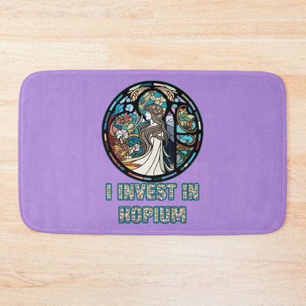Item preview, I Invest In Hopium Round Stained Glass Window with Multicolored Lettering designed and sold by JoyOfHopeStore.