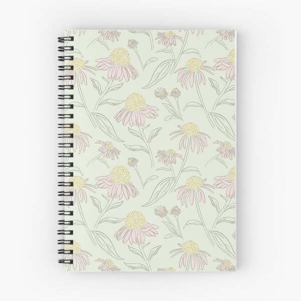 Aperçu de l'œuvre Echinacea Fleurs Pastel Motif Rose Jaune et Vert créée et vendue par Kraina.