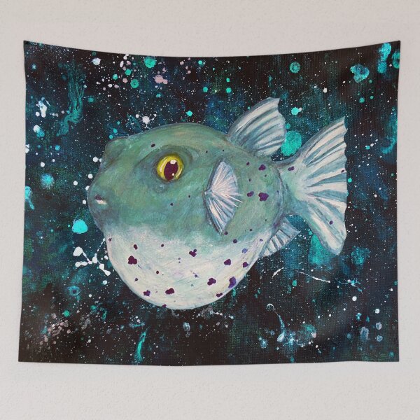 Item preview, Friendly Green Fugu Redux designed and sold by PaintedPuffer.