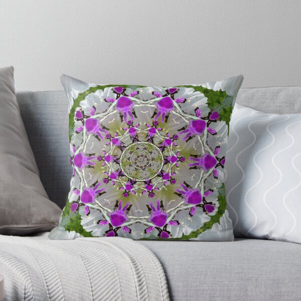 Circle of purple people around a mandala. Throw Pillow
