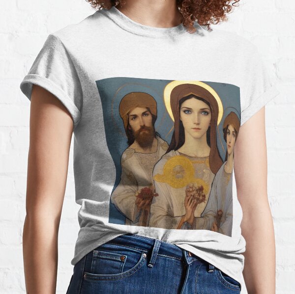 Artificial intelligence created this picture in response to the entered phrase "The Holy Trinity by Andrei Rublev" Classic T-Shirt