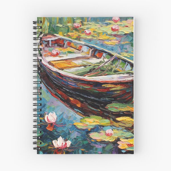 Item preview, Surreal Painting of a Wooden Boat on a Colourful Pond designed and sold by LividPhoto.