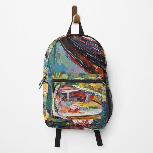 Item preview, Surreal Painting of a Wooden Boat on a Colourful Pond designed and sold by LividPhoto.
