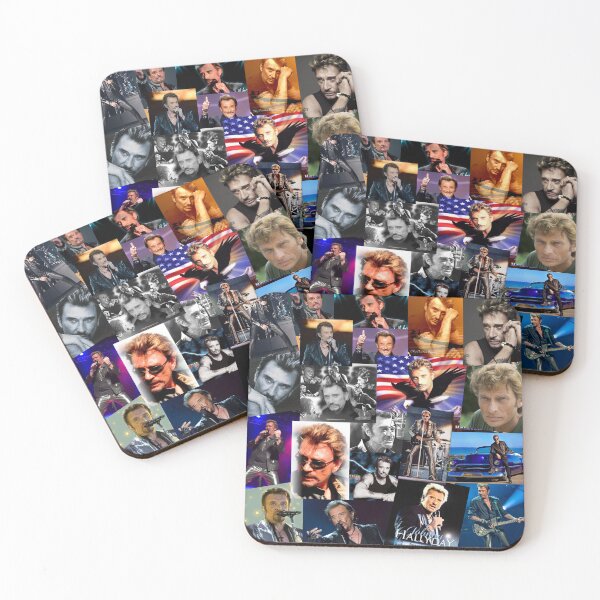 Item preview, Johnny Hallyday French singer Assorted Rectangular Vintage Collage designed and sold by CollageHeaven.