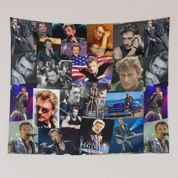 Item preview, Johnny Hallyday French singer Assorted Rectangular Vintage Collage designed and sold by CollageHeaven.