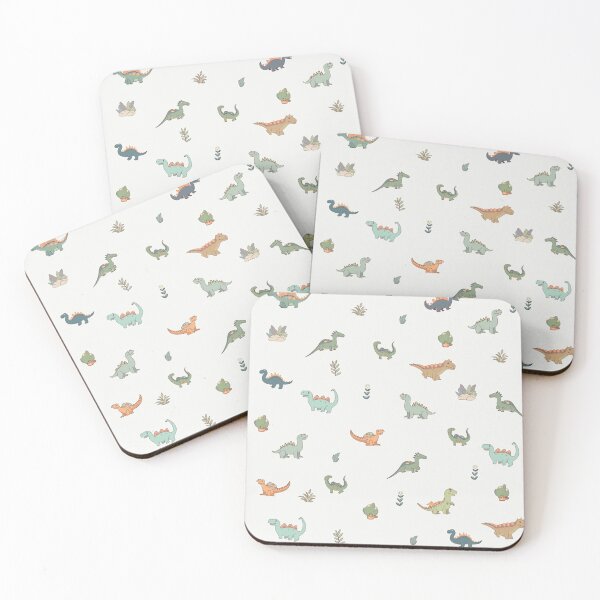 Item preview, Evoke a natural and fresh atmosphere: Cartoon dinosaurs and floral patterns in a tiled layout. designed and sold by SML(Smiling Cool) PinkBubble.