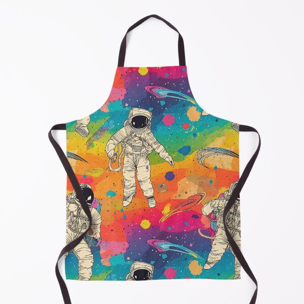 Aperçu de l'œuvre Retro Rainbow Astronaut Repeating Pattern - Vintage Space Exploration créée et vendue par arbaxas.