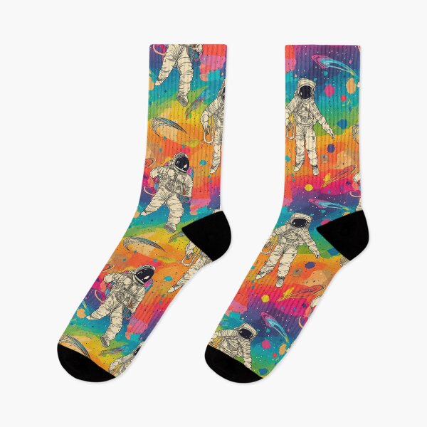 Artikelvorschau, Retro Rainbow Astronaut Repeating Pattern - Vintage Space Exploration entworfen und verkauft von arbaxas.