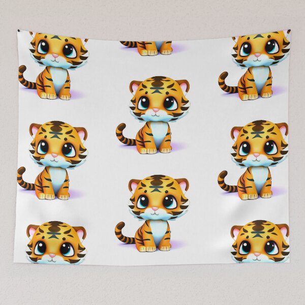 Artikelvorschau, AI Art Süßes Kawaii Tigerjunges entworfen und verkauft von Artist4God.