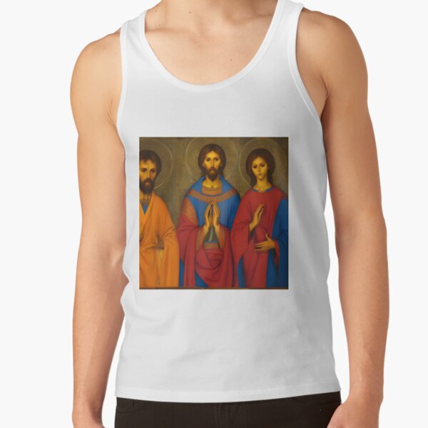 Artificial intelligence created this picture in response to the entered phrase "The Holy Trinity by Andrei Rublev" Tank Top