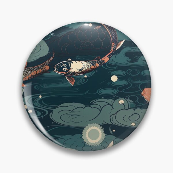Artikelvorschau, Nocturnal Koi Pond Repeating Pattern - Moonlit Aquatic Serenity Design entworfen und verkauft von arbaxas.