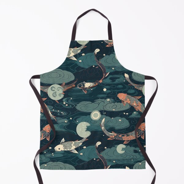 Aperçu de l'œuvre Nocturnal Koi Pond Repeating Pattern - Moonlit Aquatic Serenity Design créée et vendue par arbaxas.