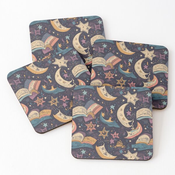 Item preview, Enchanted Books & Celestial Bodies Repeating Pattern - Magical Tome and Cosmic Design designed and sold by arbaxas.